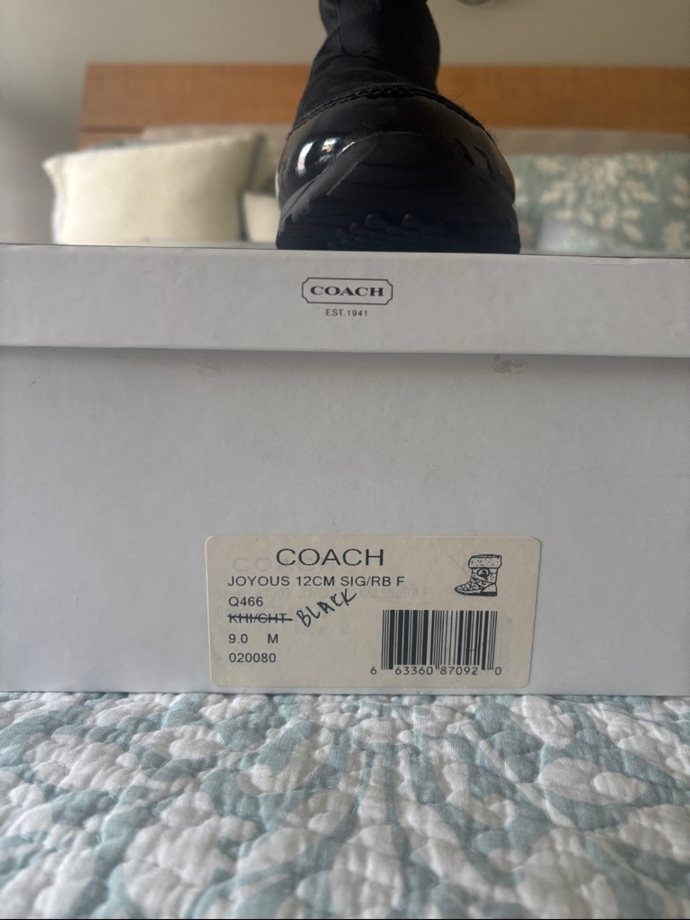 Coach Black Quilted Faux-Fur Trim Winter Boots - Picture 3 of 4